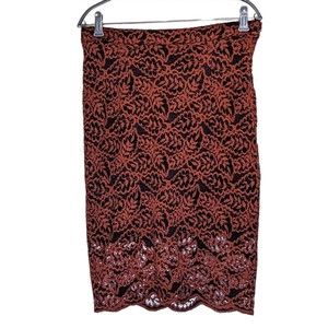 Anthropologie Second Female Straight Knee Length Lace Skirt Womens M Romantic